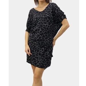 Diane Von Furstenberg Edna Silk Dress Dolman Sleeves Black Blue Geometric Sz 2